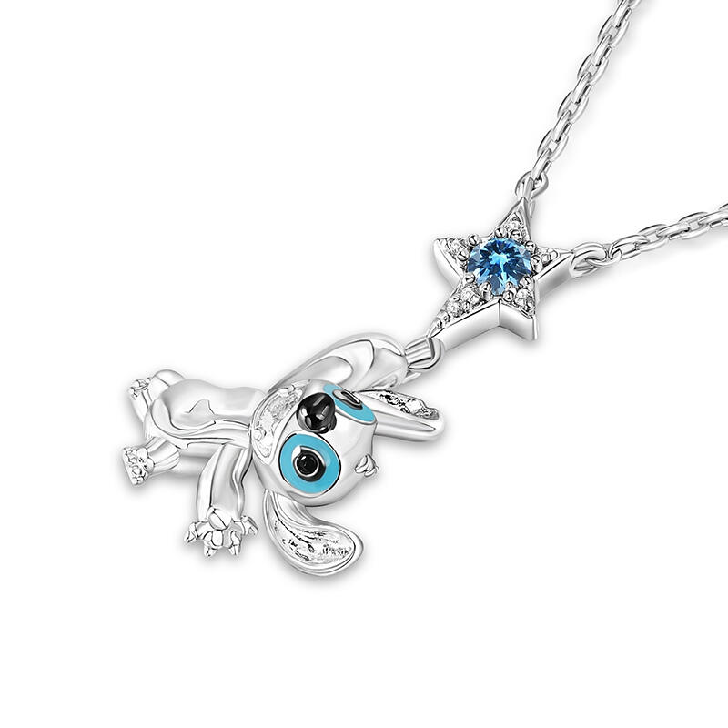 Jeulia "Picking Stars" Little Monster Birthstone Necklace Sterling Silver