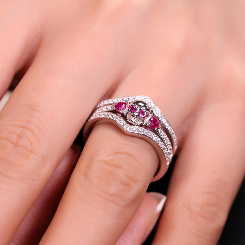 Jeulia Bague Tête de Mort Fantaisie en Argent Sterling Coupe Ronde