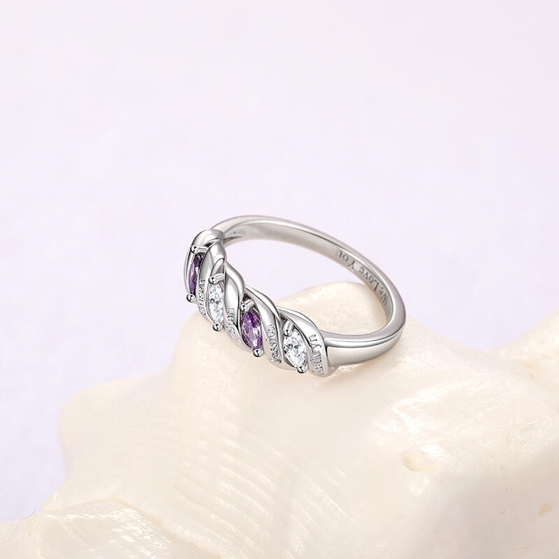 Jeulia Spiral Marquise Rad Damring med Födelsesten