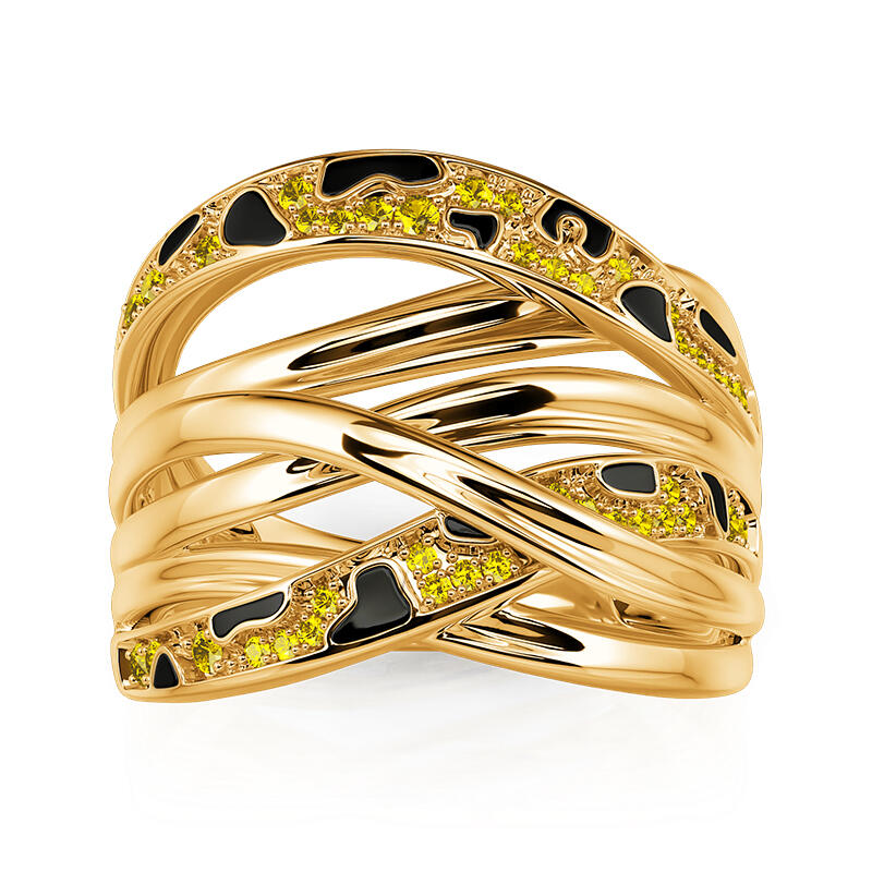 Jeulia x Leyla Anillo Entrelazado Sombra de Guepardo en Arena Movediza