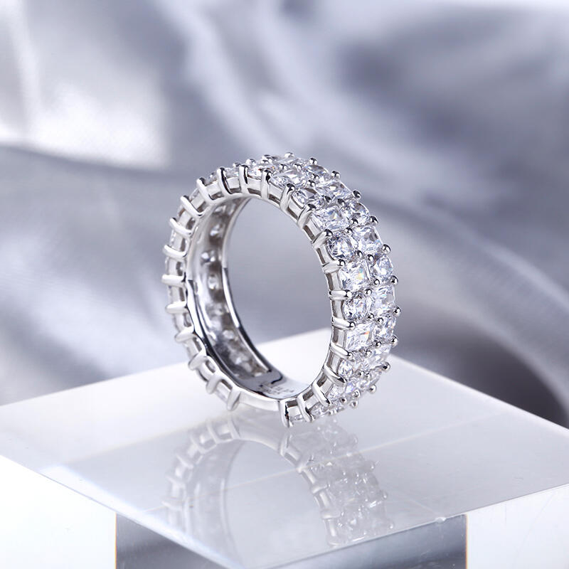 Jeulia Round Cut Sterling Silver Women's Band