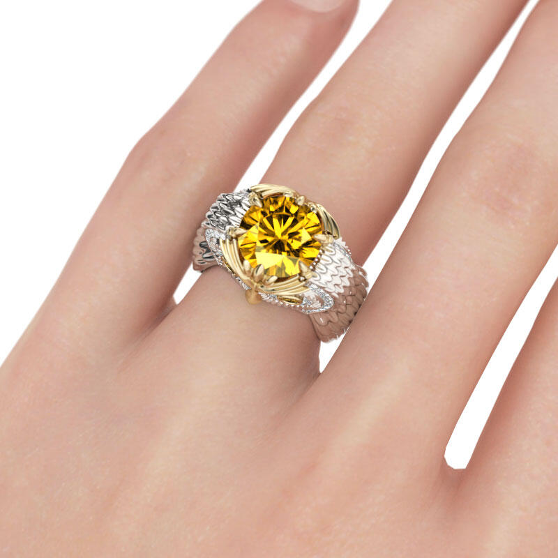 Jeulia Anillo De Búho Con Pluma De Talla De Redonda En Plata De Ley