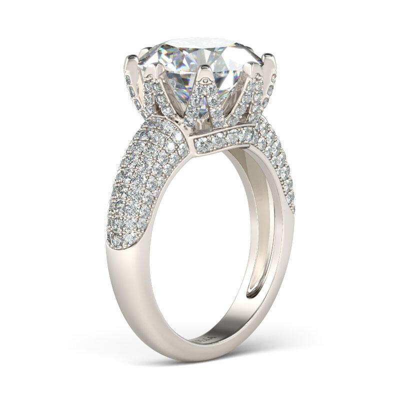 Jeulia Large Stone Round Cut Sterling Silver Ring