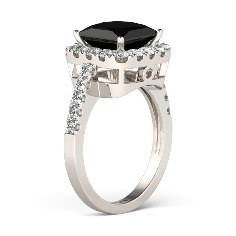 Jeulia Anillo Con Halo De Talla Princesa En Plata De Ley