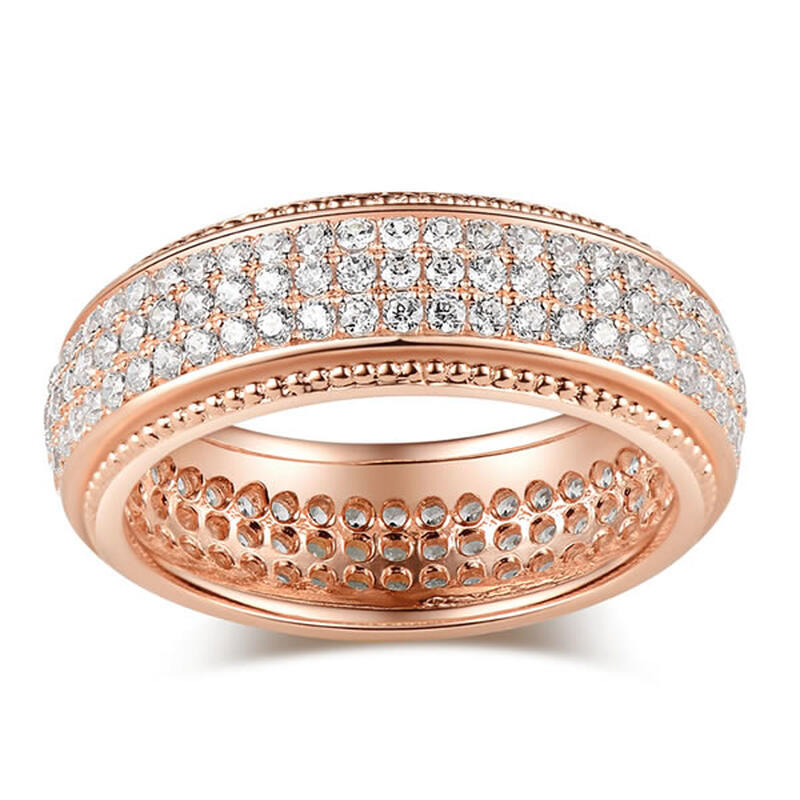 Jeulia Rose Gold Tone Pave Sterling Silver Women's Band