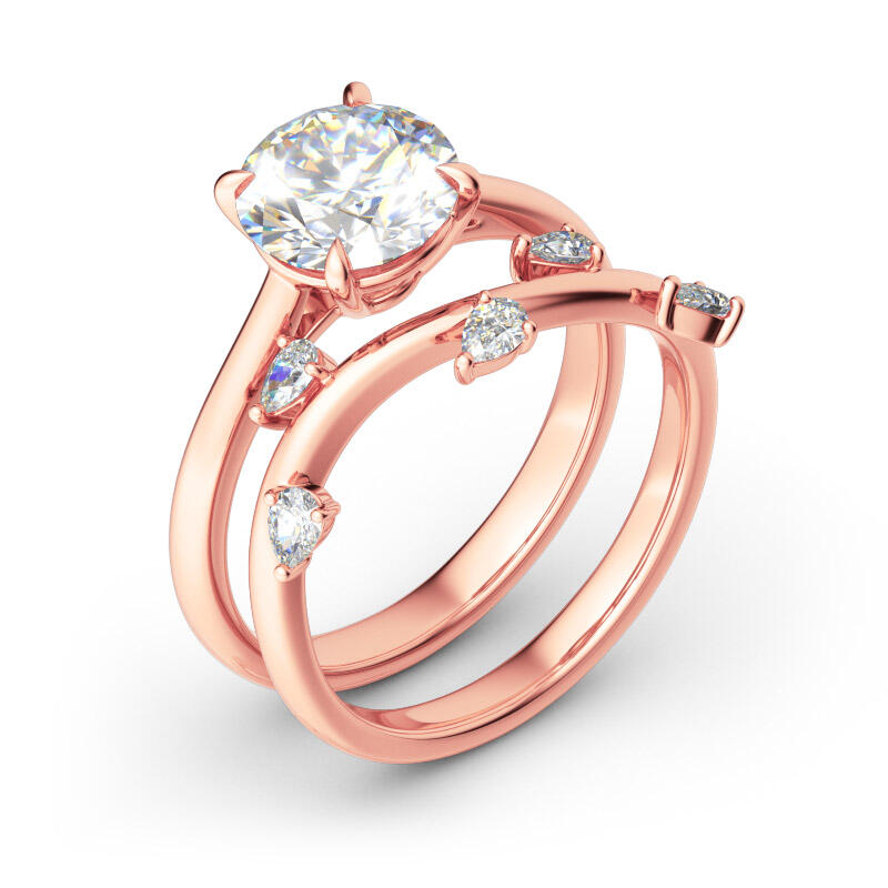 Jeulia Round Cut Sterling Silver Ring Set