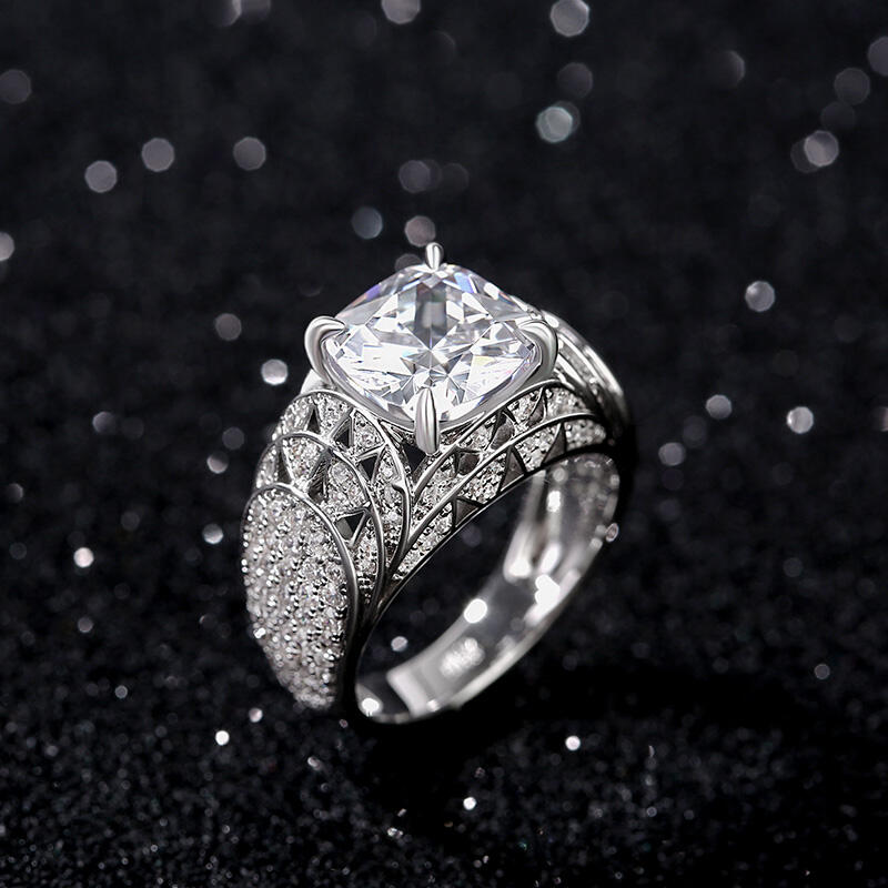 Jeulia "Chrysler Building" Cushion Cut Sterling Silver Ring