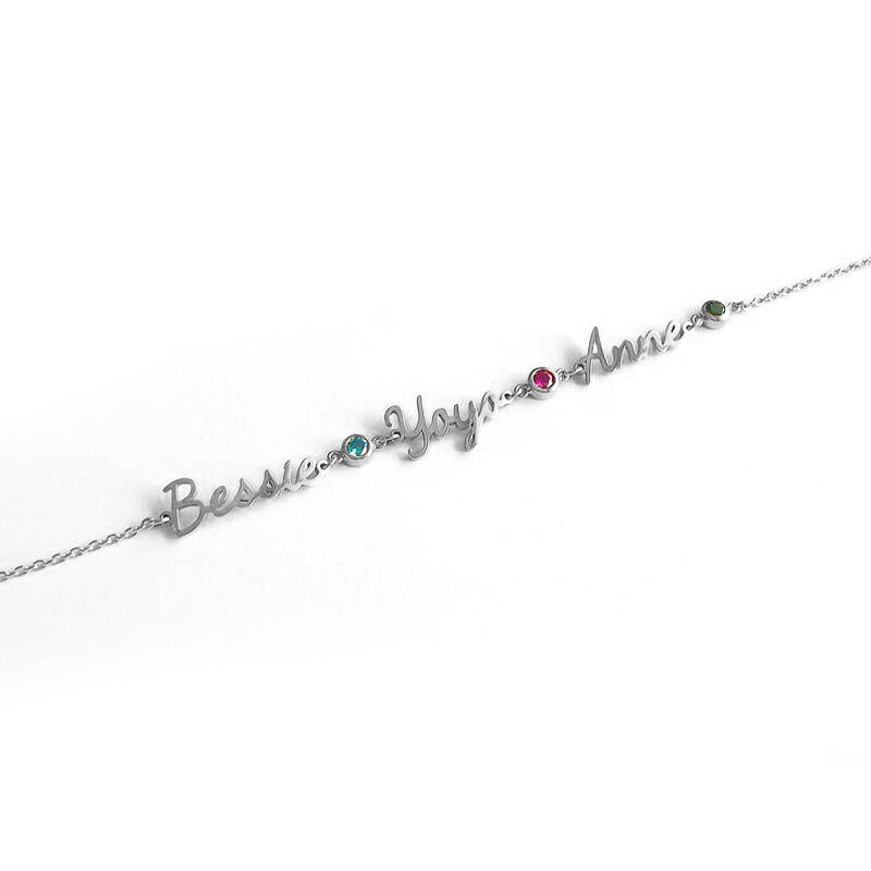 "Ti Accompagno" Bracciale Personalizzato Con Nome E Pietra Di Nascita