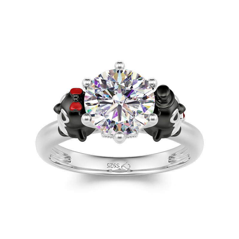 Jeulia Hug Me Pinguino Anello in Argento 925 Taglio Rotondo