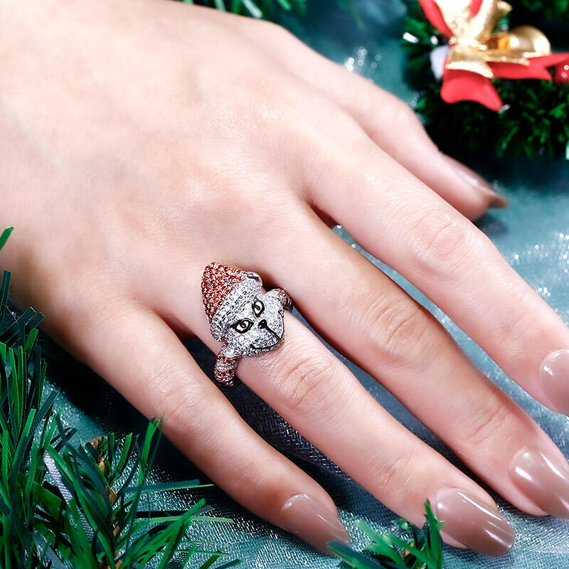 Jeulia Christmas Monster Inspired Sterling Silver Ring