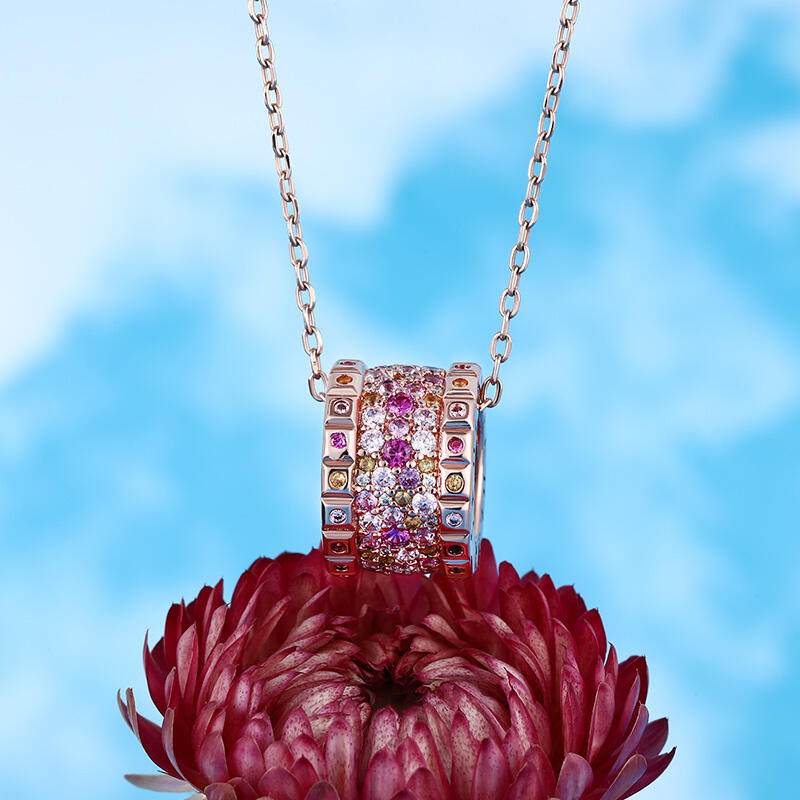 Jeulia Collar de plata de ley brillante con piedras multicolor