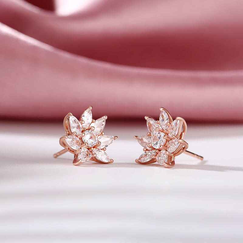 Jeulia Elegant Floral Design Sterling Silver Earrings