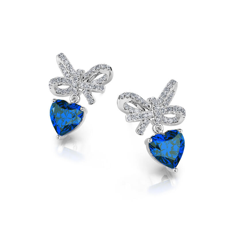 Jeulia Bowknot Love Heart Sterling Silver Earrings