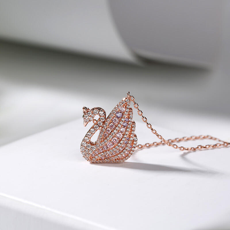 Jeulia Dreamy Swan Rose Gold Tone Sterling Silver Jewelry Set