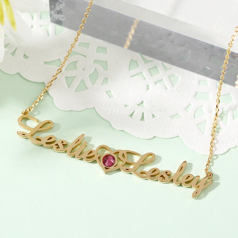 Jeulia "We Are Doomed" Personalized Name Necklace with Birthstone