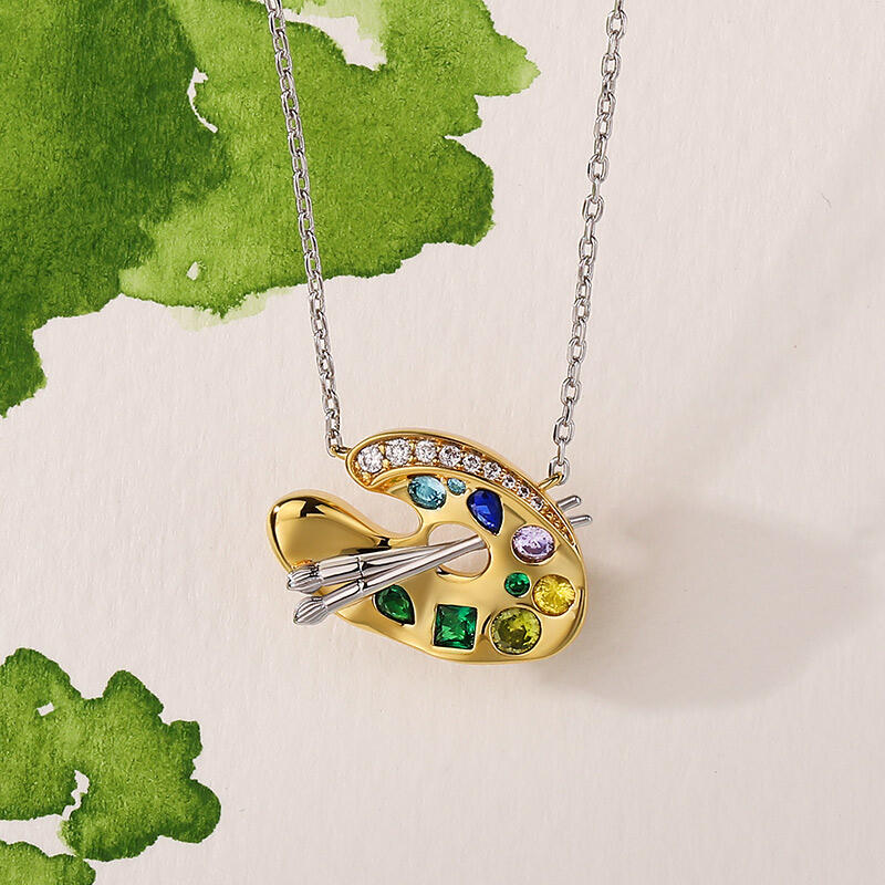 Jeulia Collar elegante de plata esterlina con diseño de paleta y pincel