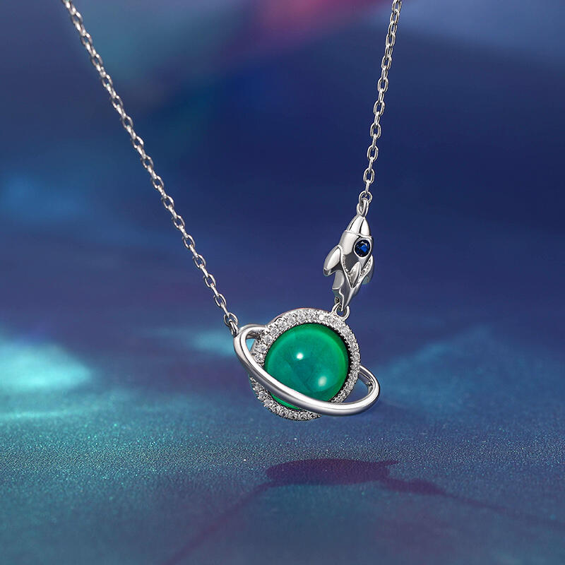 Jeulia "Creative Planet" Mood Color Changing Sterling Silver Necklace