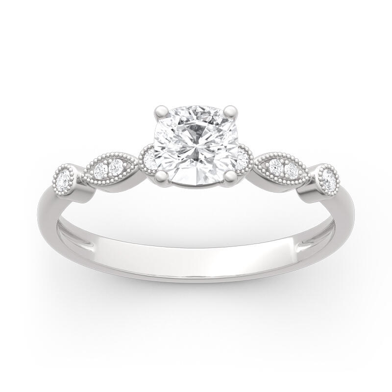 Jeulia Cushion Cut Vintage Sterling Silver Ring