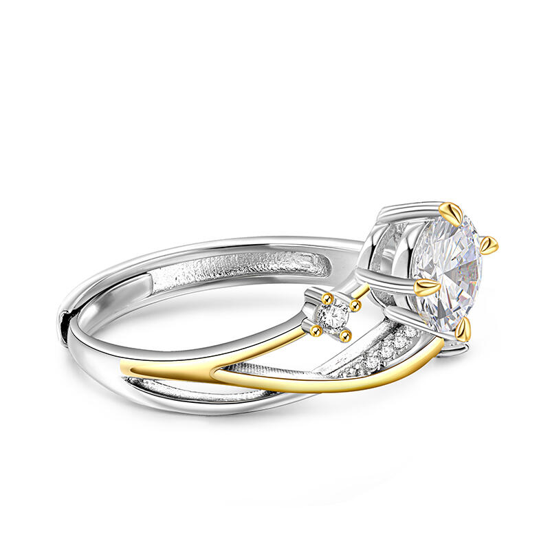 Jeulia "Meteor Trail" Two Tone Sterling Silver Open Ring