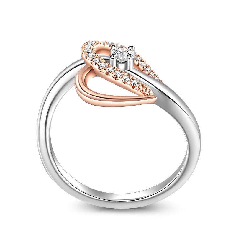 Jeulia Anillo Simple de Corazón Infinito en Plata Esterlina de Dos Tonos