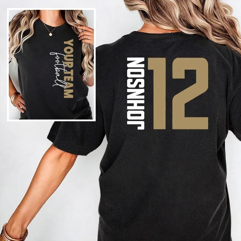 Personalized Washed T-shirt Custom Team Name and Player Message Unisex Design Gift for Sports Lover