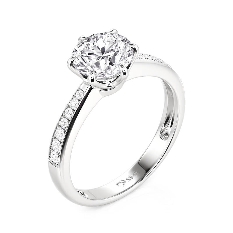 Jeulia Classic Round Cut Sterling Silver Ring