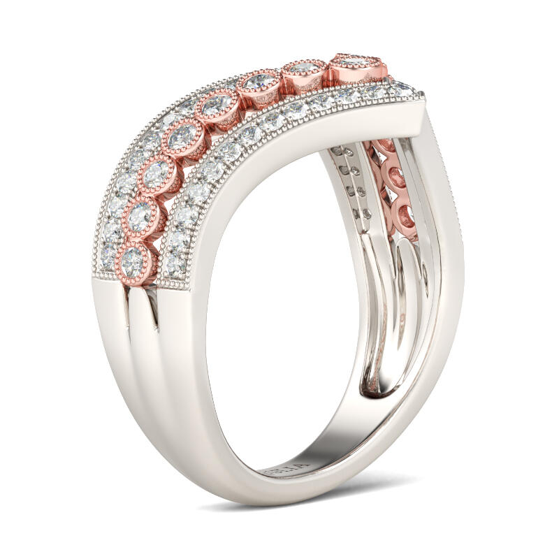 Jeulia Two Tone Curve Round Cut Women's Band