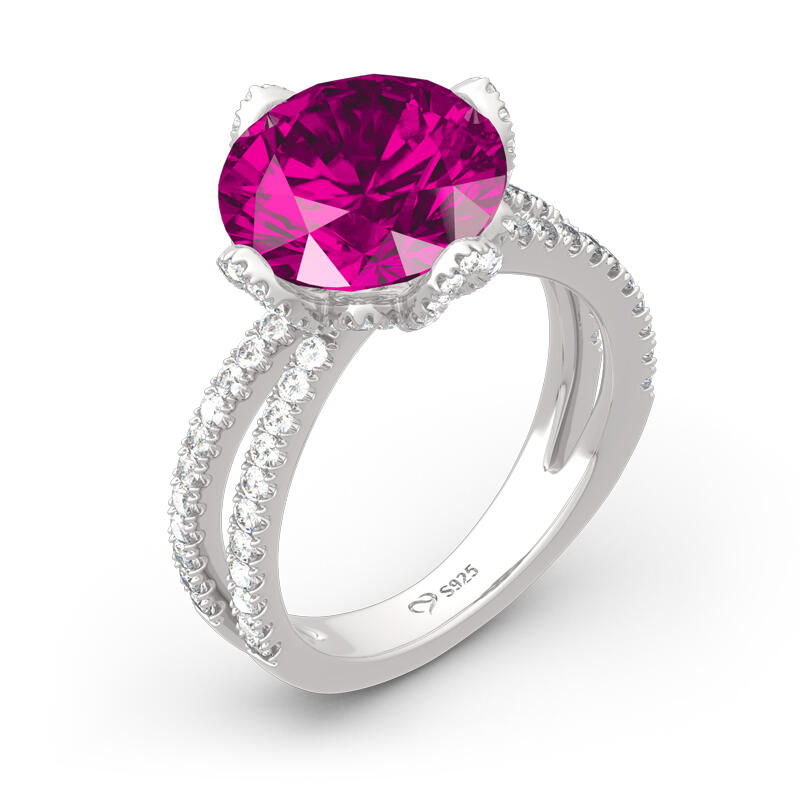 Blommönster Rundslipad Sterling Silverring