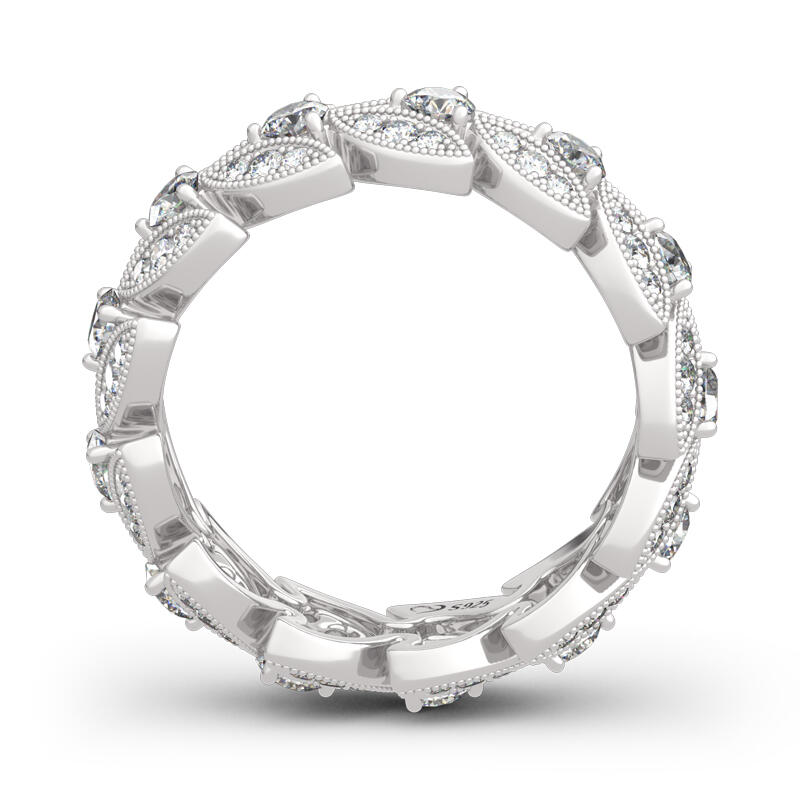 Jeulia "Ears of Wheat" Round Cut Sterling Silver Women's Band