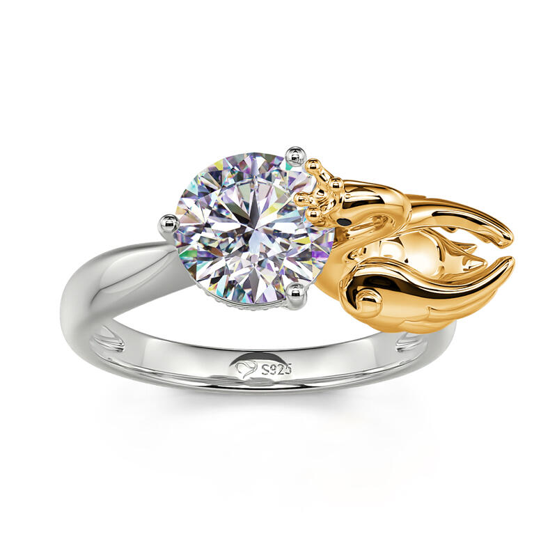 Jeulia Hug Me Anillo de plata de ley con corte redondo y diseño de cisne