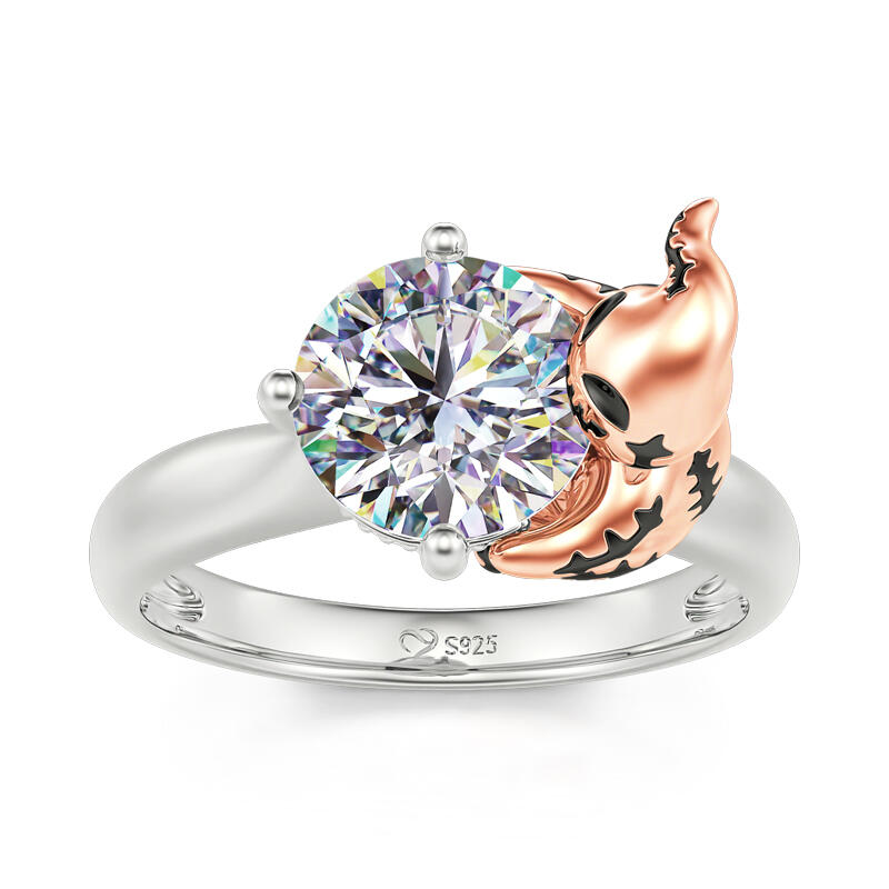 Jeulia Hug Me "Dzień Króla Bugu” Okrągłe Cięcie Srebrny Pierścionek