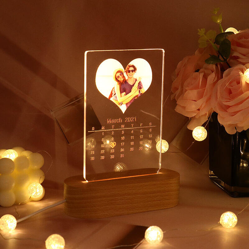 Personalized Photo Calendar Acrylic Night Light