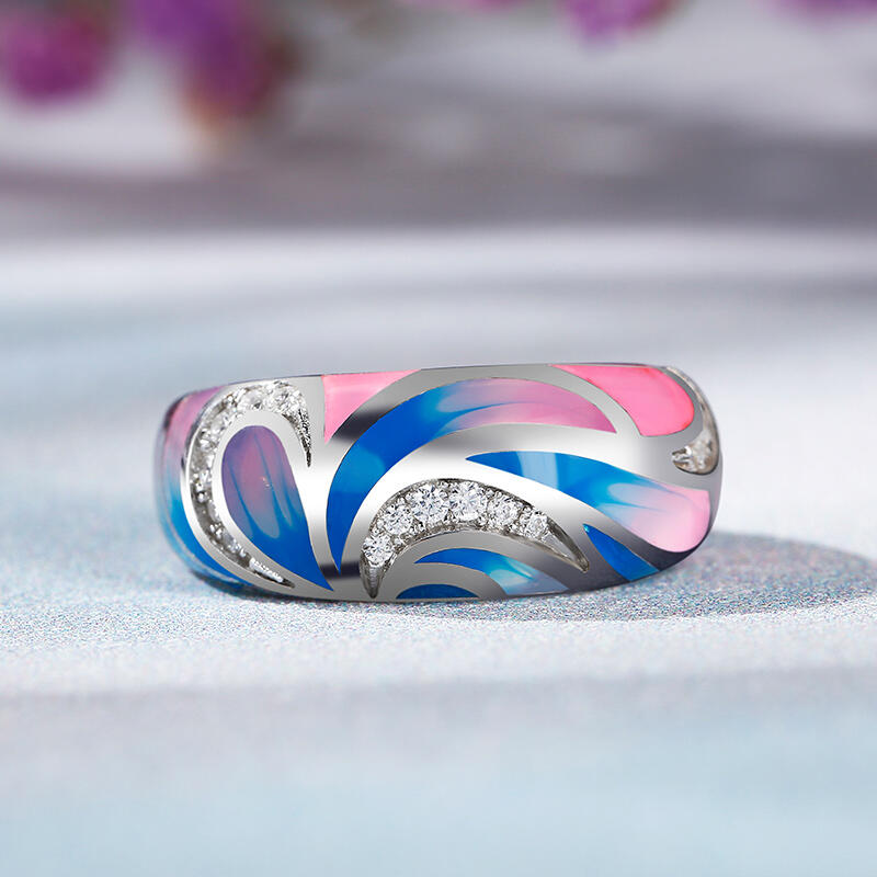 Dreamy Garden "Summer Style" Enamel Sterling Silver Women's Band