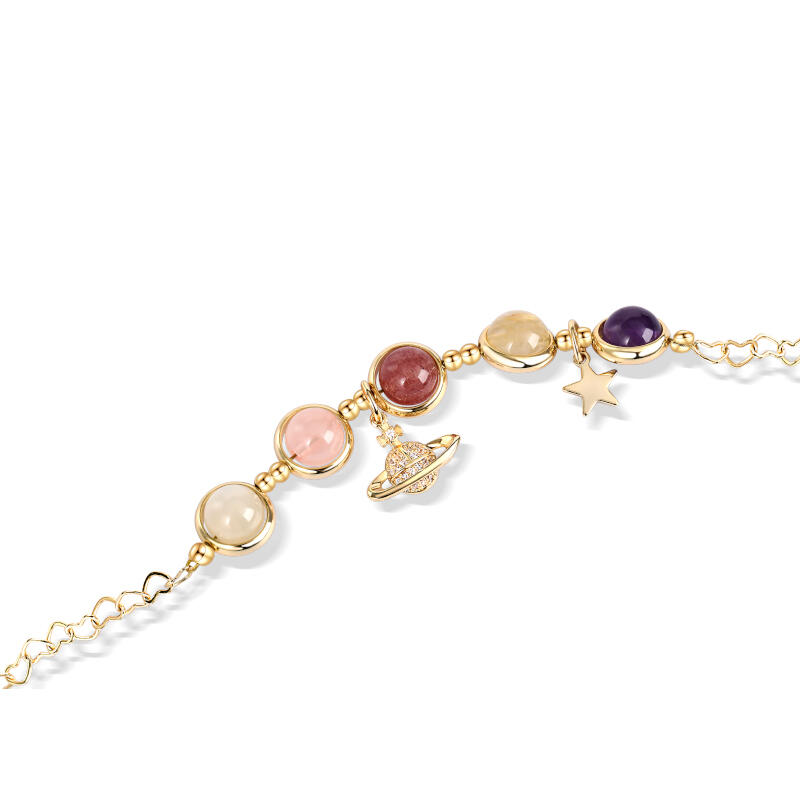 Jeulia "Wohlstand & Harmonie" Herzförmige Kette Planet Naturkristall Armband