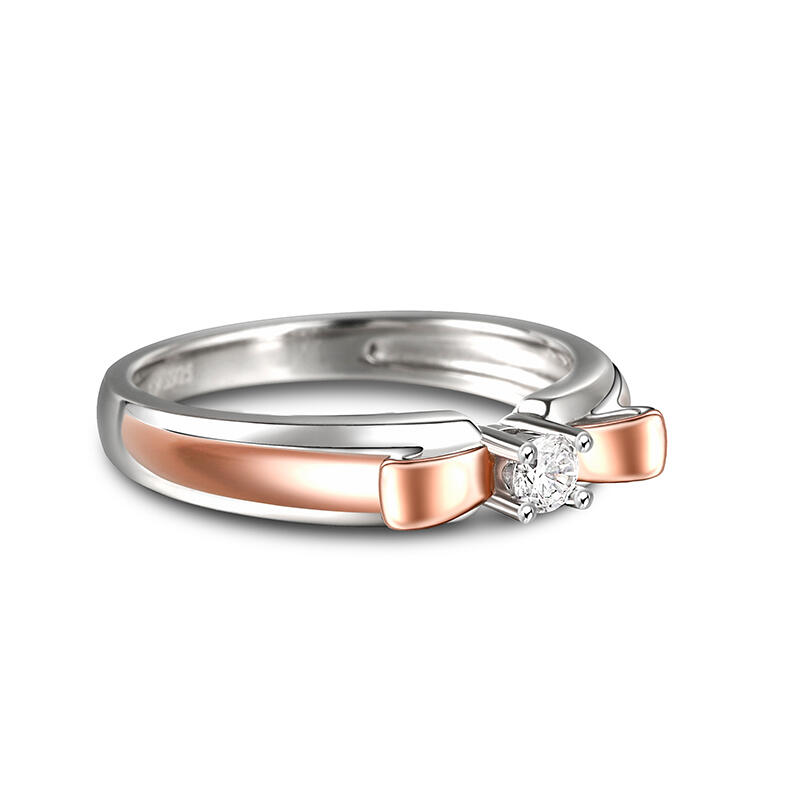 Jeulia Two Tone Bowknot Sterling Silver Women's Band