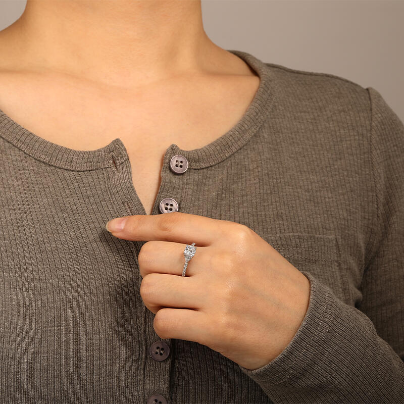 "The Light of My Life" Cushion Cut Three Stone Engagement Ring