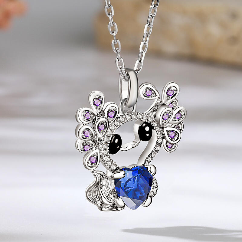 Jeulia Hug Me Collar de Piedra Natal de Axolotl Mexicano Hug Me en Plata Esterlina