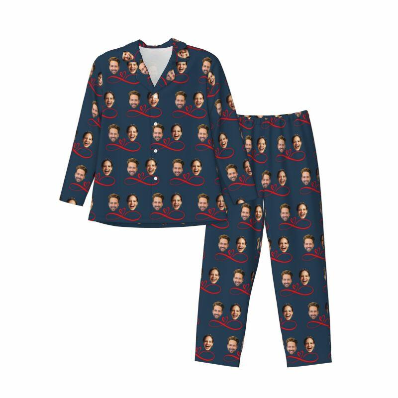 Pigiama personalizzato Foto di coppia personalizzata Modello di amore infinito Design Regalo perfetto per gli innamorati