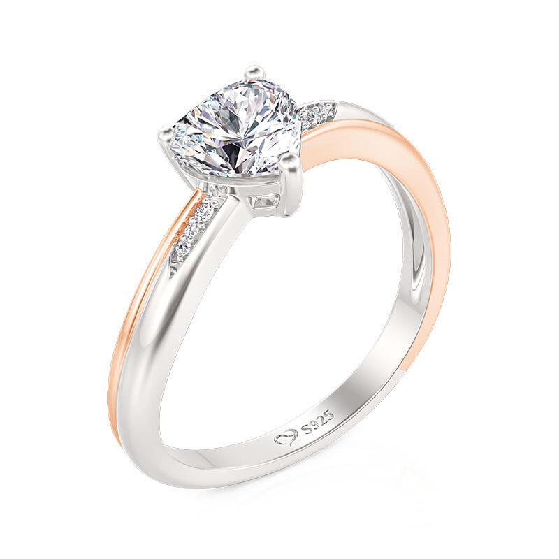 Jeulia Two Tone Wave Heart Cut Engagement Ring Sterling Silver