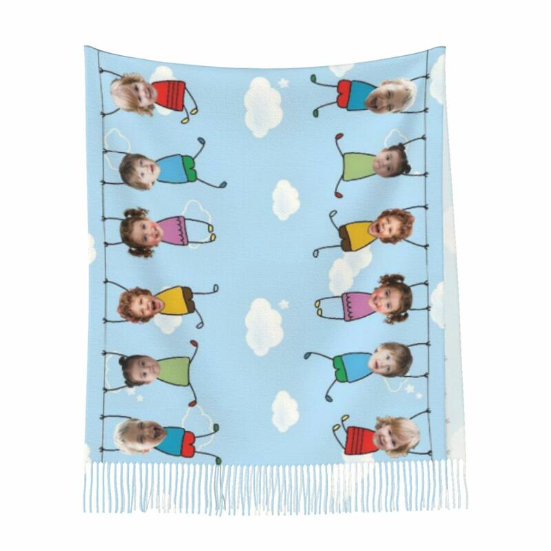 Bufanda personalizada con fotos de niños, cálida bufanda de invierno, regalo de Año Nuevo para mamá.