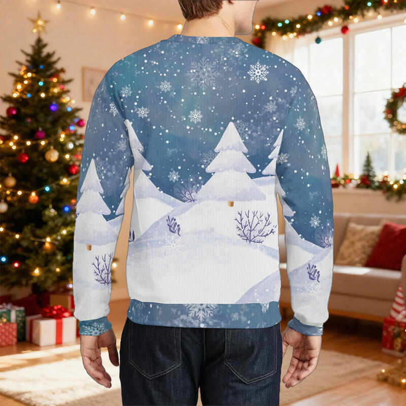 Personalized Ugly Sweater Unisex Custom Pet's Photo Snowy Scene Design Creative Christmas Gift for Pet Lovers