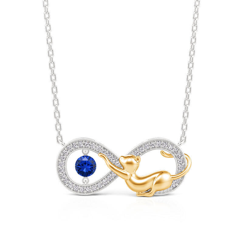 Jeulia Infinity Custom Birthstone Cat Necklace