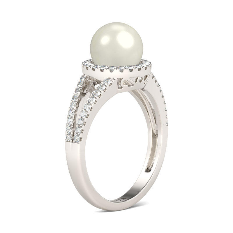 Jeulia Bague Halo Split Shank en Argent Sterling et Perle de Culture