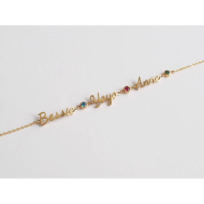 "Ti Accompagno" Bracciale Personalizzato Con Nome E Pietra Di Nascita