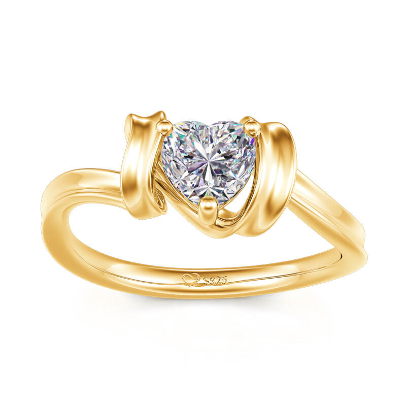 Jeulia リボン デザイン ハートカット シルバー リング