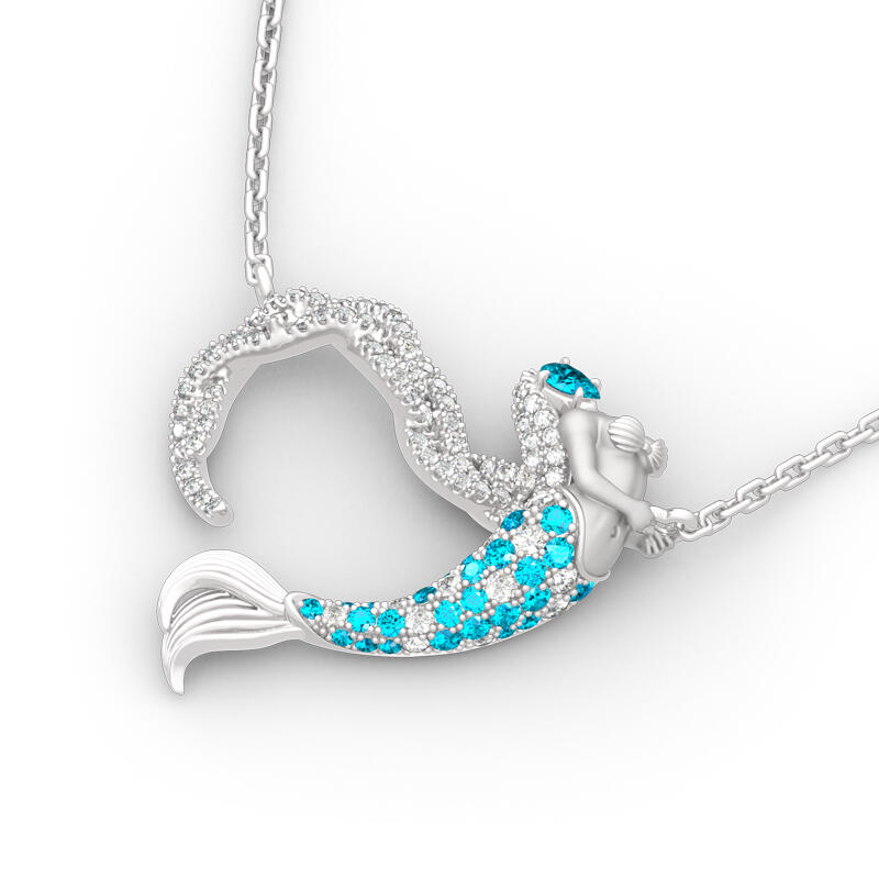 Jeulia "Ocean's Light" Sterling Silver Mermaid Gift Necklace for Valentine's Day