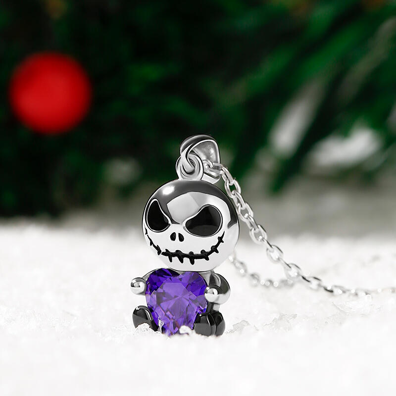 Jeulia Hug Me "Love Confession" Skull Heart Cut Sterling Silver Necklace