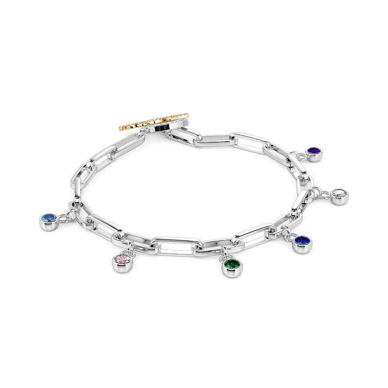 Jeulia "Wonderful Mom" Personalized Sterling Silver Bracelet With Birthstones