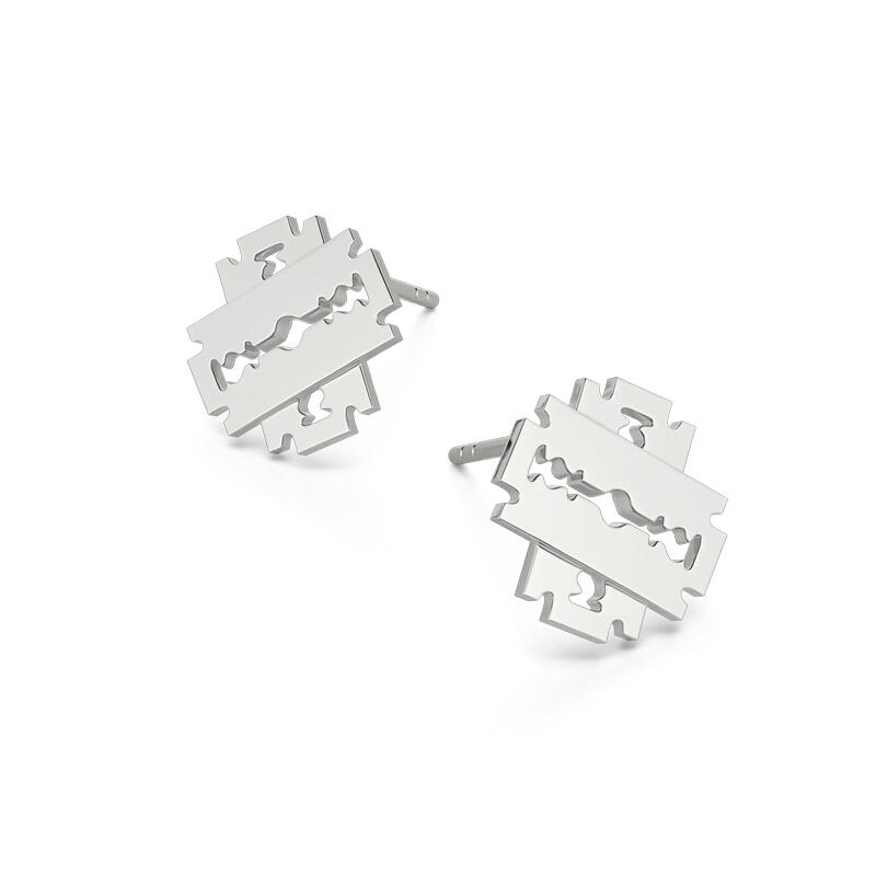 Jeulia "Edgy Tempt" Razor Blade Sterling Silver Stud Earrings
