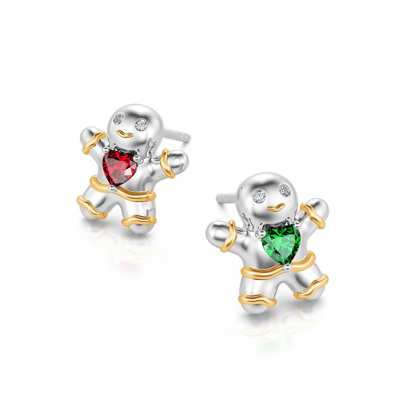 Jeulia "Little Sweeties" Gingerbread Man Stud Sterling Silver Earrings